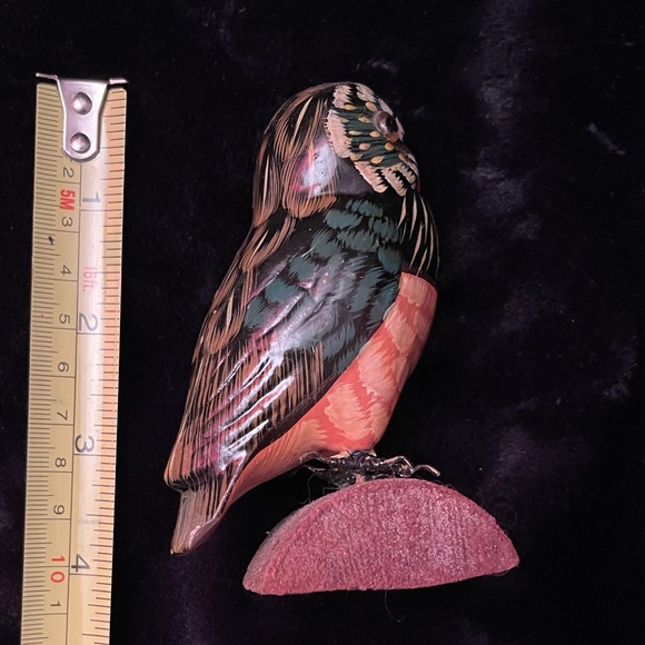 Vintage Painted Wood Owl on a Log - Picture 3 of 6